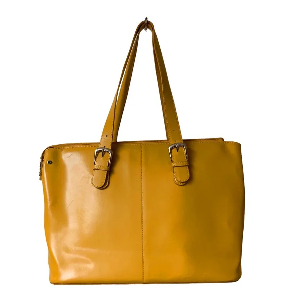 JACK GEORGES Milano Madison Avenue Mustard Leather Large‎ Business Tote